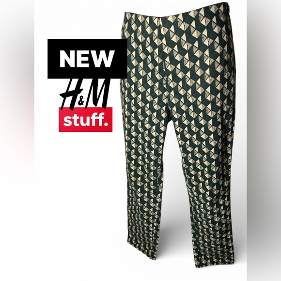 H&M Pants - H&M Women's Leggings with Green and Cream Geometric Pattern (item#10243)